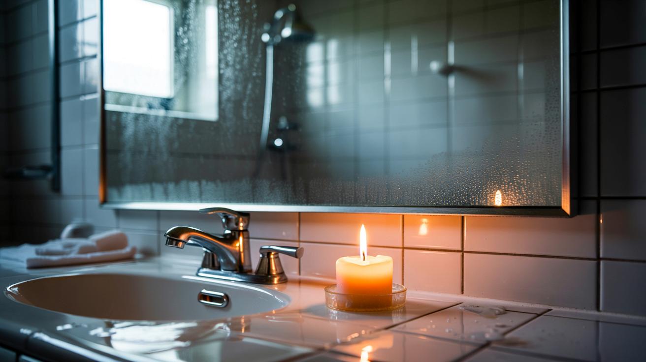 Der einfache Trick mit einer Kerze im Badezimmer, der laut Reinigungstipps Spiegel weniger beschlagen lässt