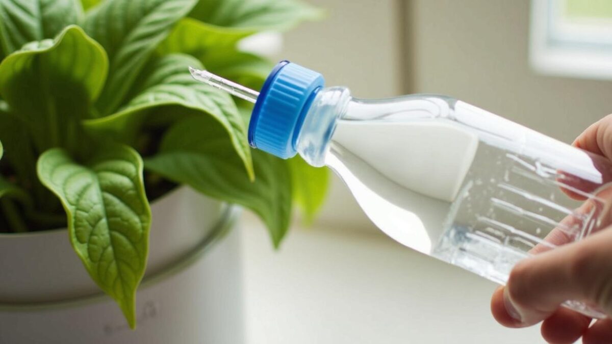 Der kleine Trick mit einer umgedrehten Flasche in der Pflanze, der laut Gärtnern Zimmerpflanzen gleichmäßig bewässert